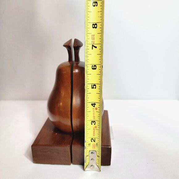 Vintage MCM Mahogany Wood Pear Apple Bookends Teacher Home Decor Library‎ - Picture 7 of 8